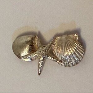 THOMAS TSO TT NATIVE AMERICAN NAVAJO BROOCH STERLING SILVER SEA LIFE SHELLS